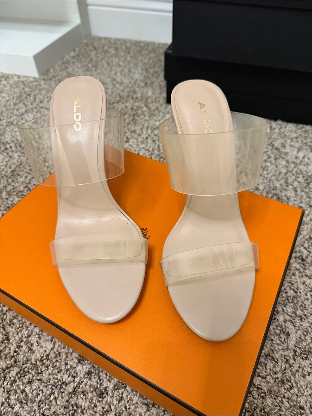 ALDO Clear Strap Nude Wedge Sandals